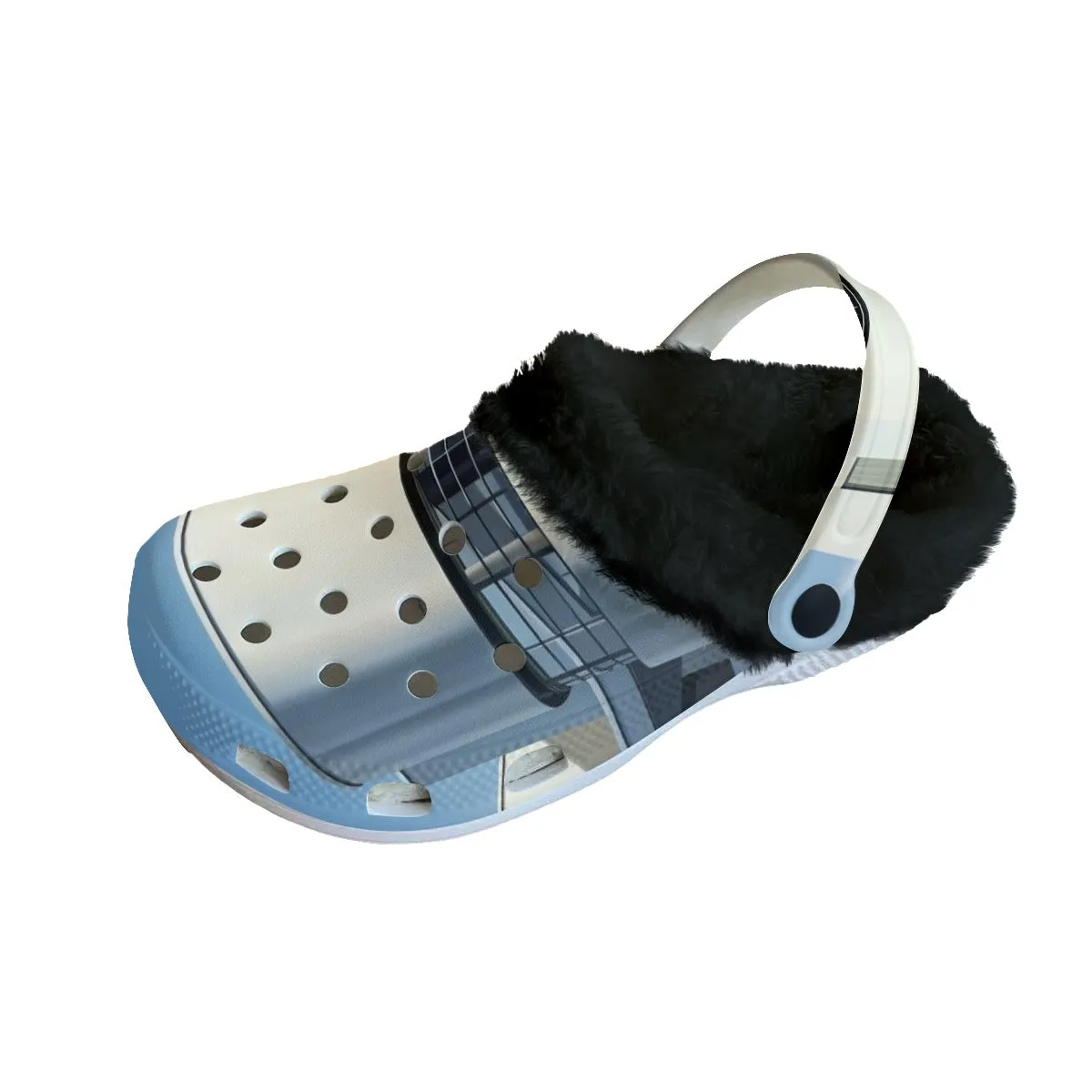 Mc#19 Men's Classic Clogs with Fleece, blue abstract