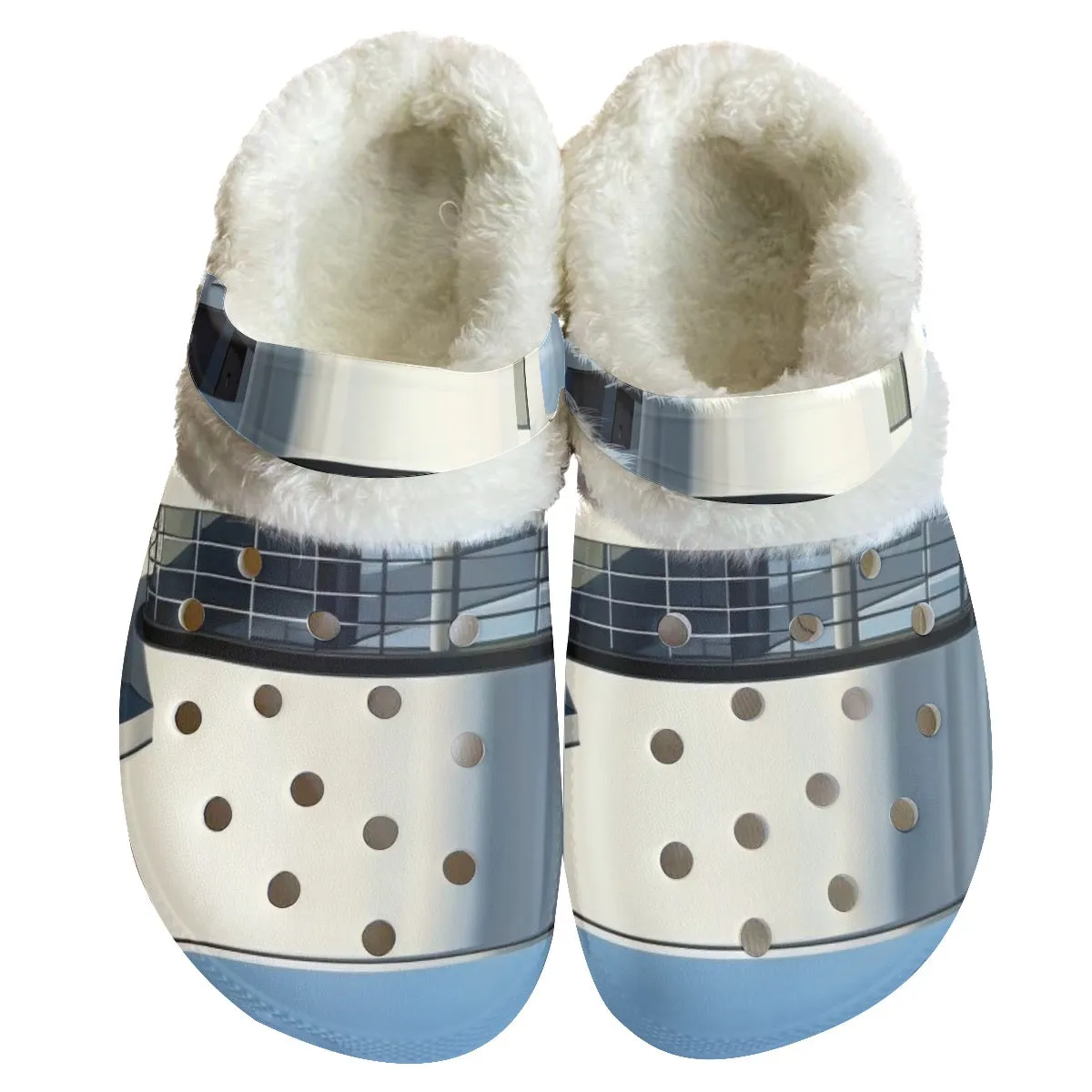Mc#19 Men's Classic Clogs with Fleece, blue abstract