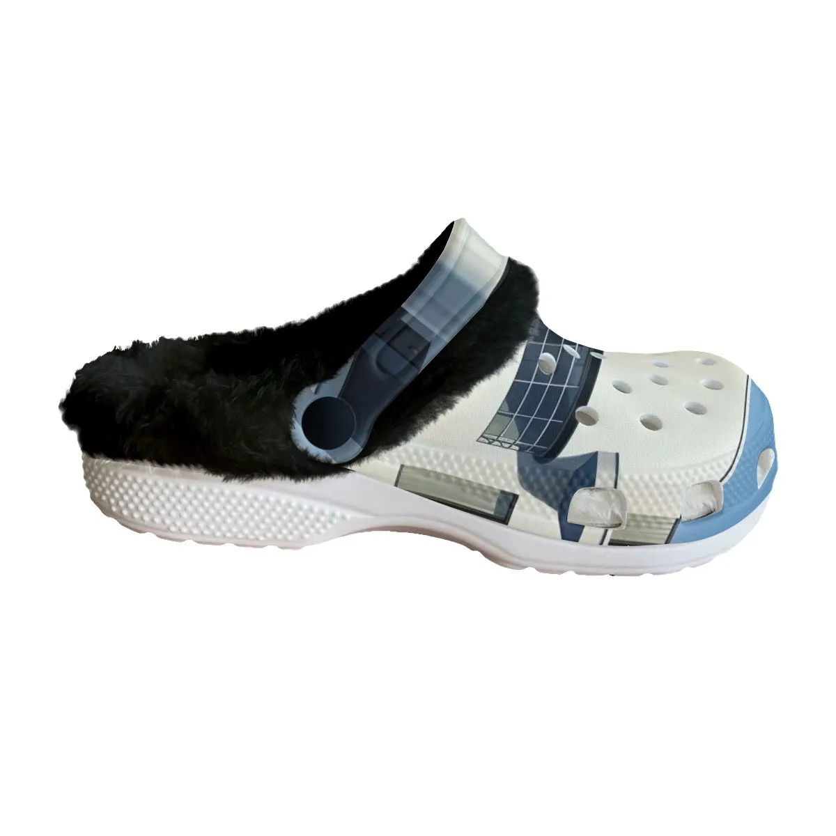 Mc#19 Men's Classic Clogs with Fleece, blue abstract