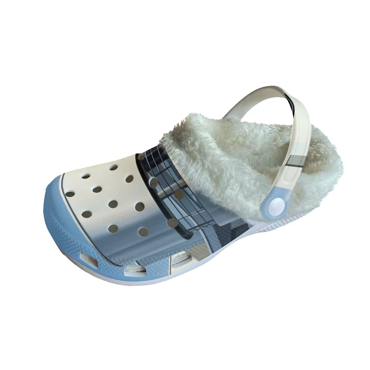 Mc#19 Men's Classic Clogs with Fleece, blue abstract