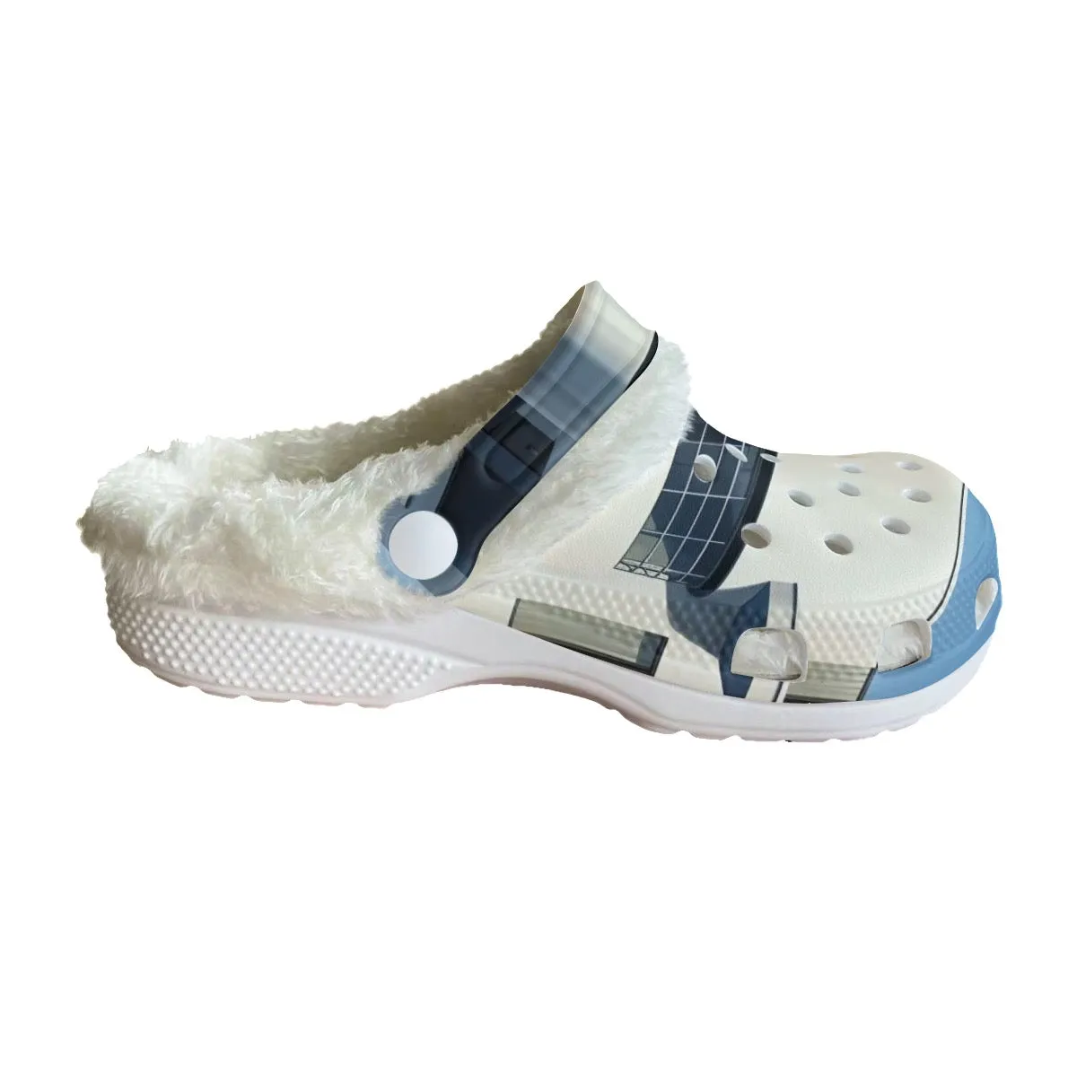 Mc#19 Men's Classic Clogs with Fleece, blue abstract
