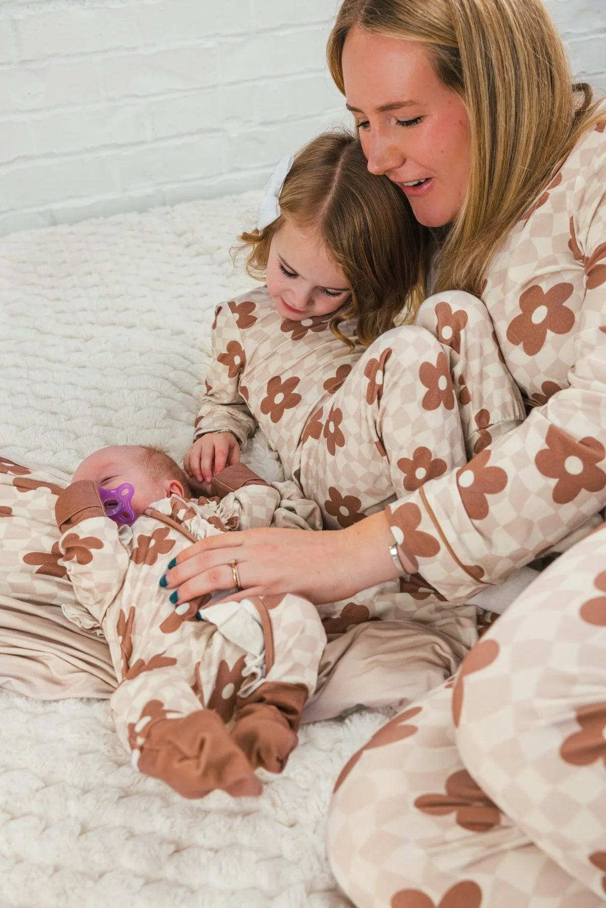 Mom & Me - Bamboo Checkered Blossoms Pajamas