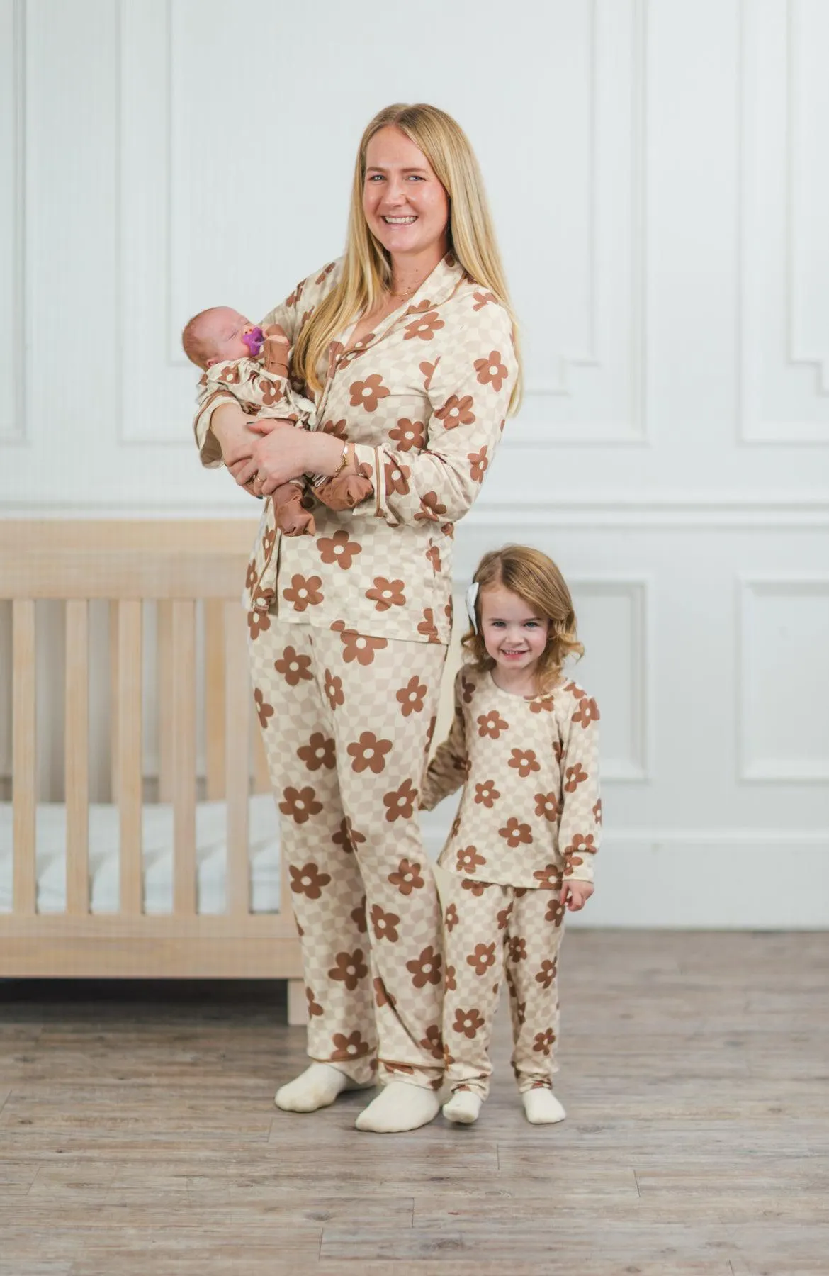 Mom & Me - Bamboo Checkered Blossoms Pajamas