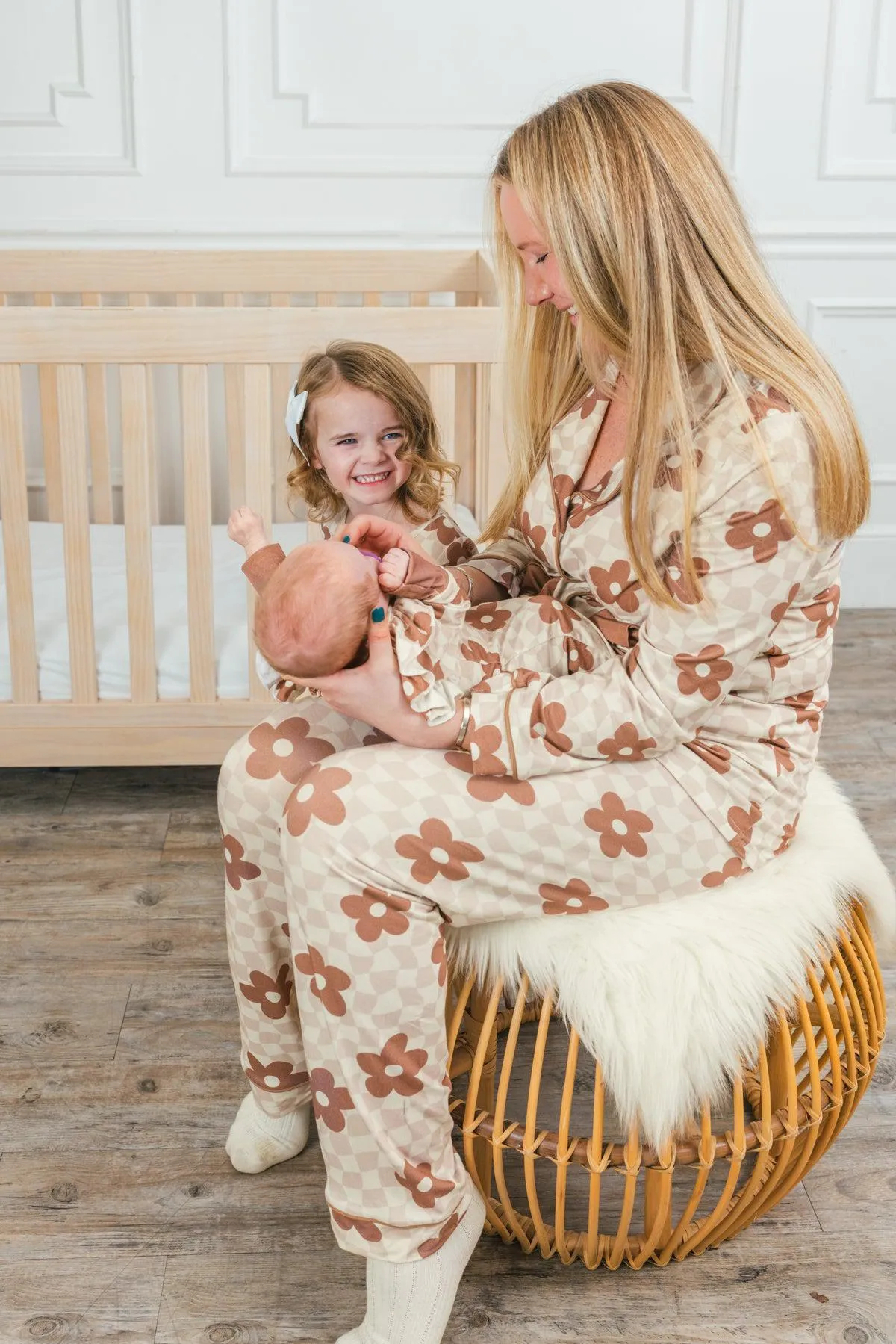 Mom & Me - Bamboo Checkered Blossoms Pajamas