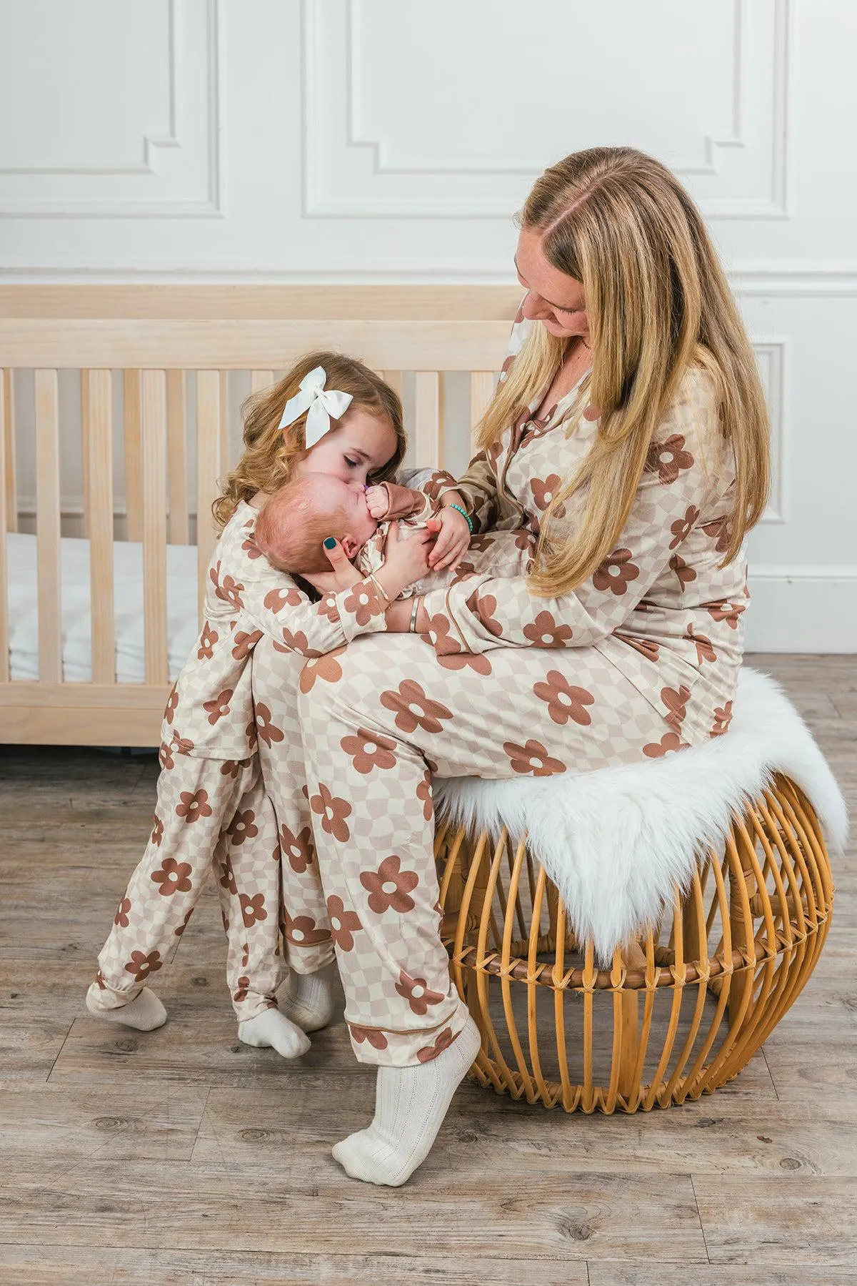 Mom & Me - Bamboo Checkered Blossoms Pajamas