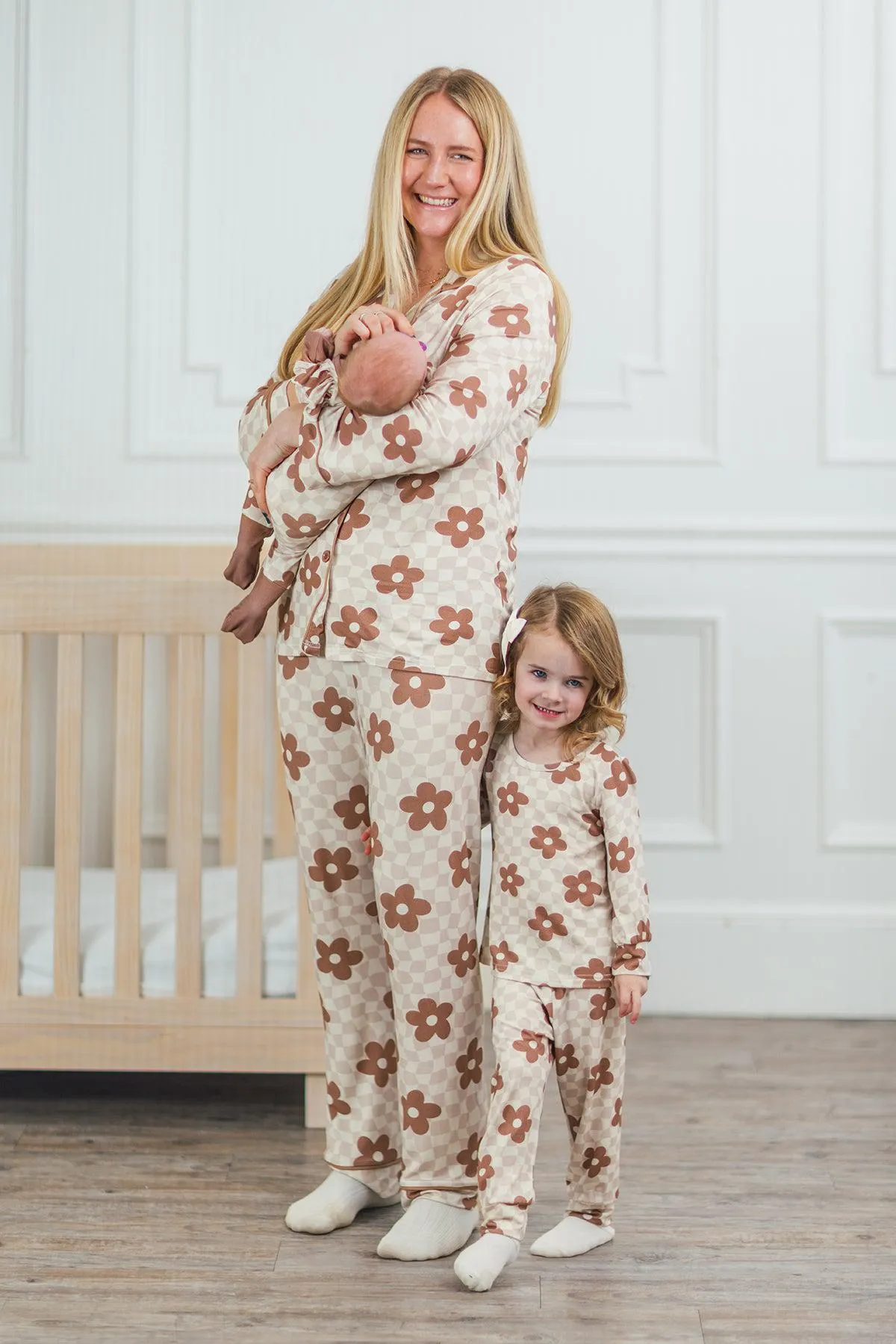 Mom & Me - Bamboo Checkered Blossoms Pajamas