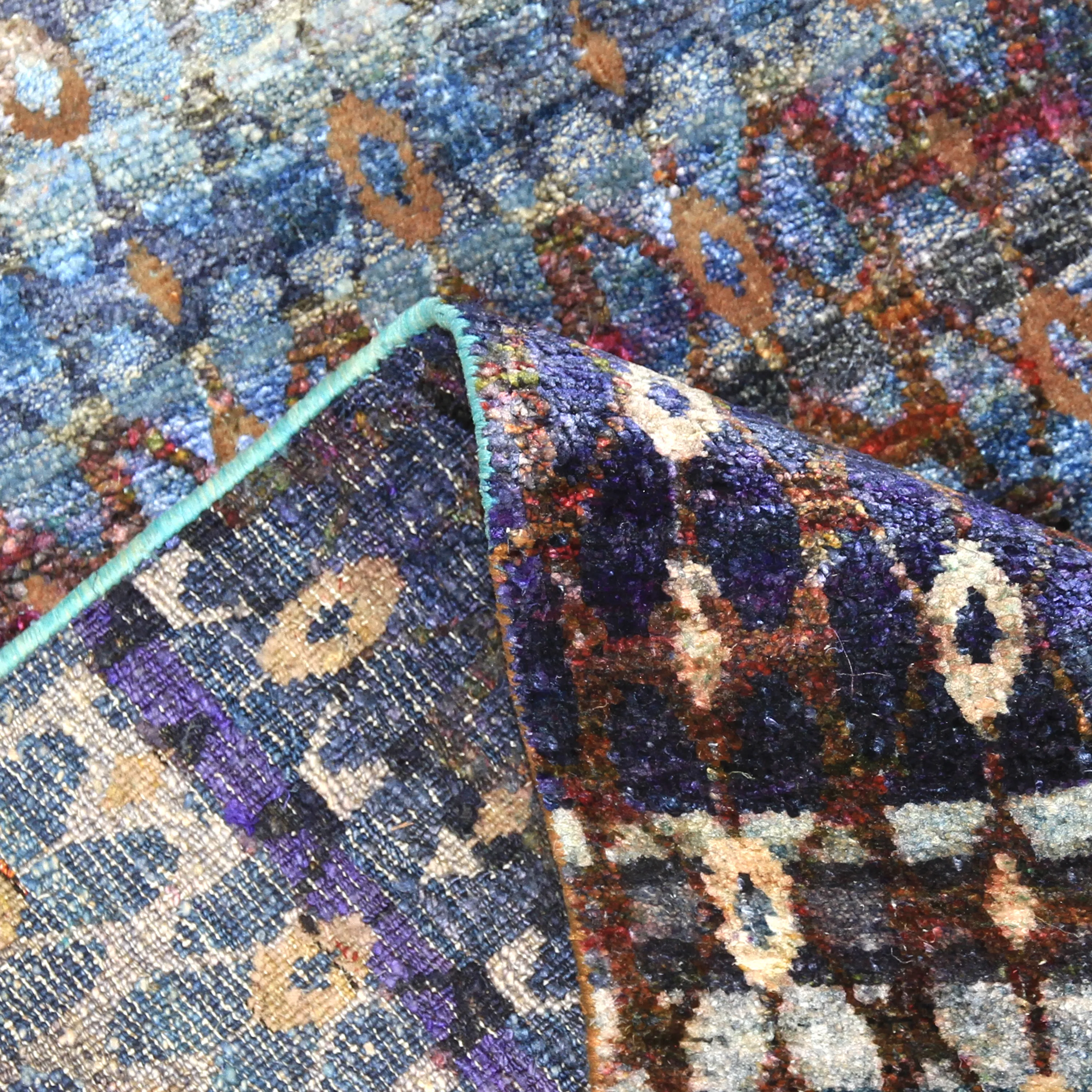 Multicolored Alchemy Geometric Silk Runner - 2'11" x 21'4"
