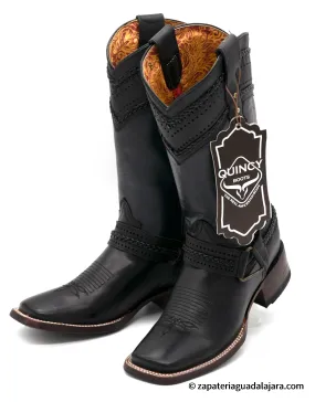 Q3224205 WIDE SQUARE TOE COW LEATHER BLACK