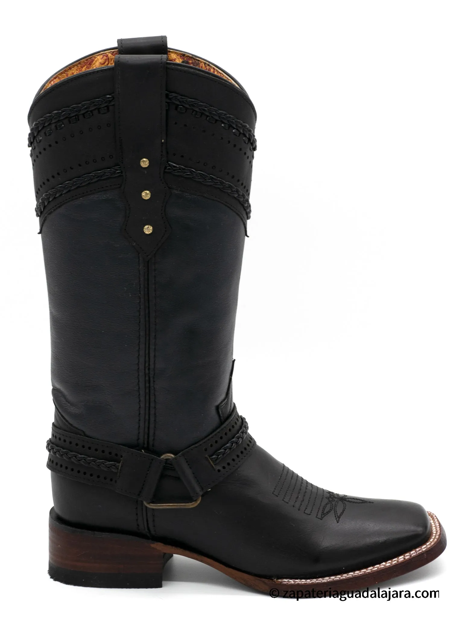 Q3224205 WIDE SQUARE TOE COW LEATHER BLACK