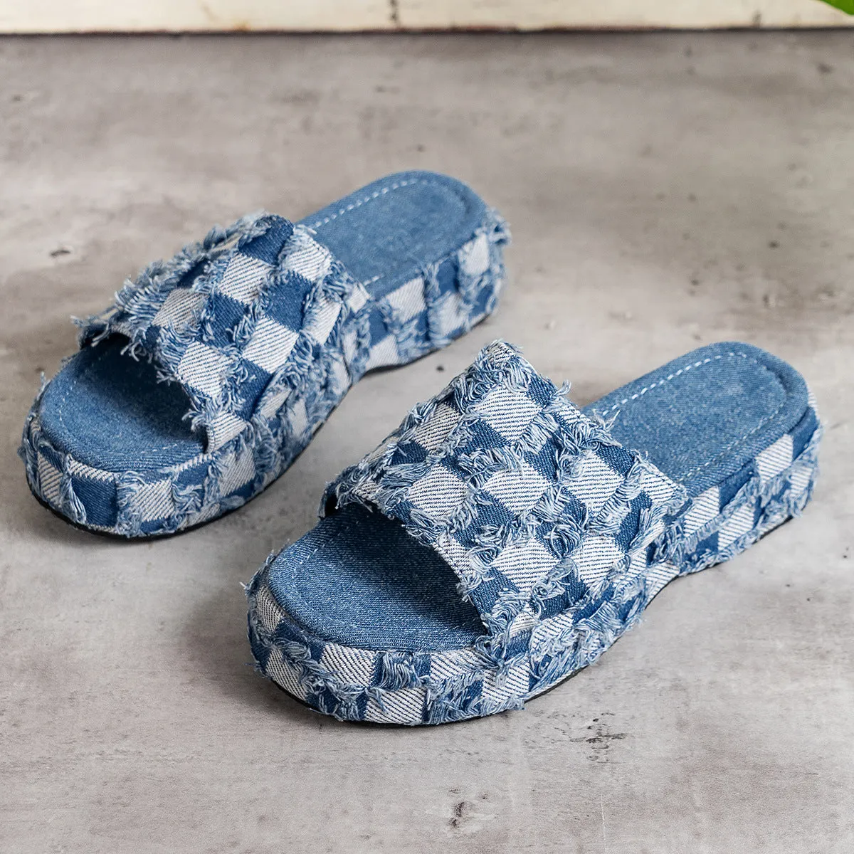 "Plaid Time" Platform Sandals