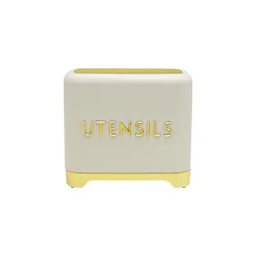 Retro Vintage Tin Utensil Holder Cream-Gold