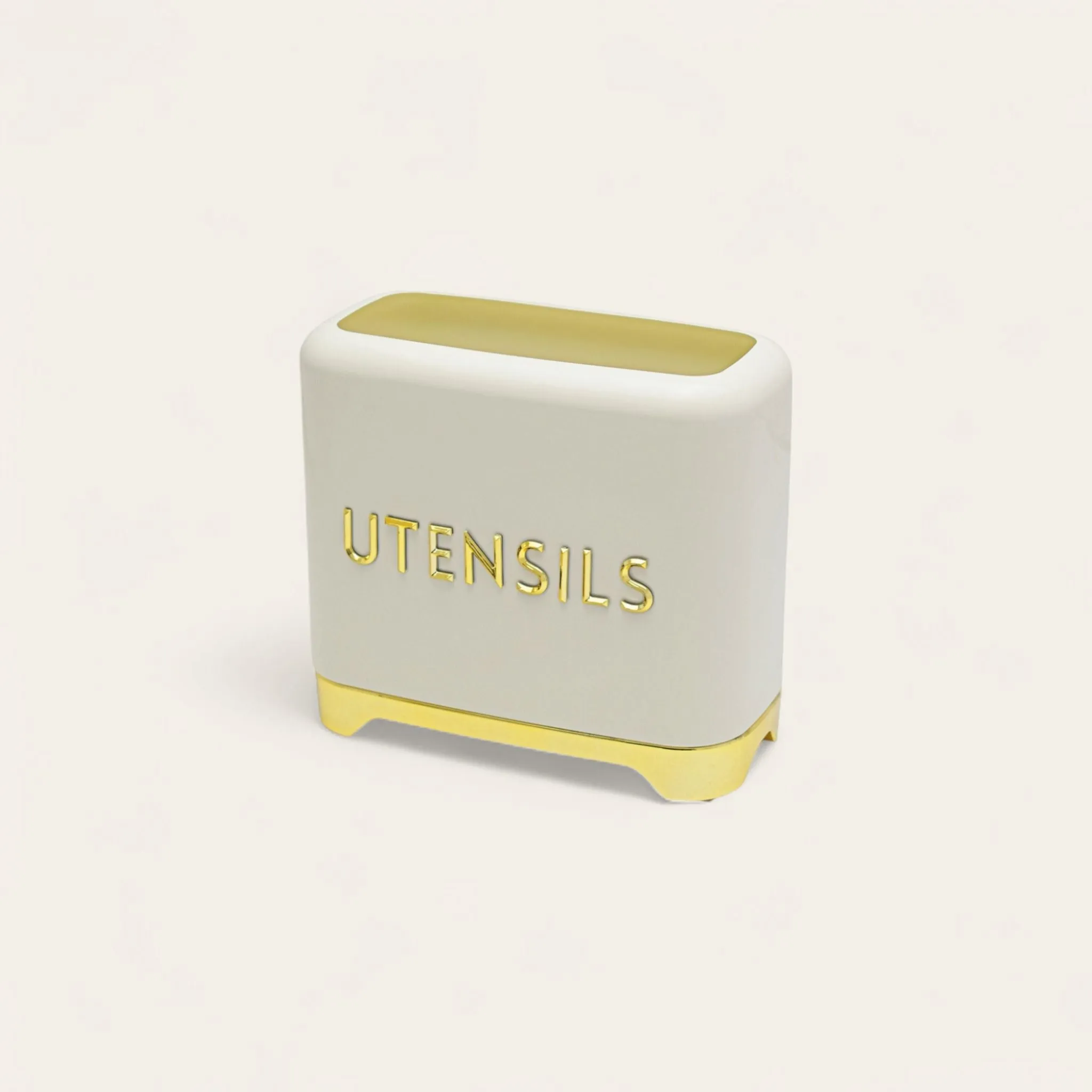 Retro Vintage Tin Utensil Holder Cream-Gold