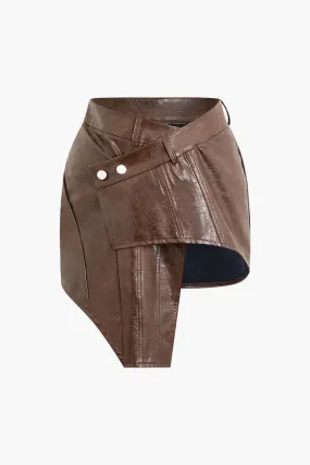 Rita – Bold hemline – Asymmetrical faux leather mini skirt