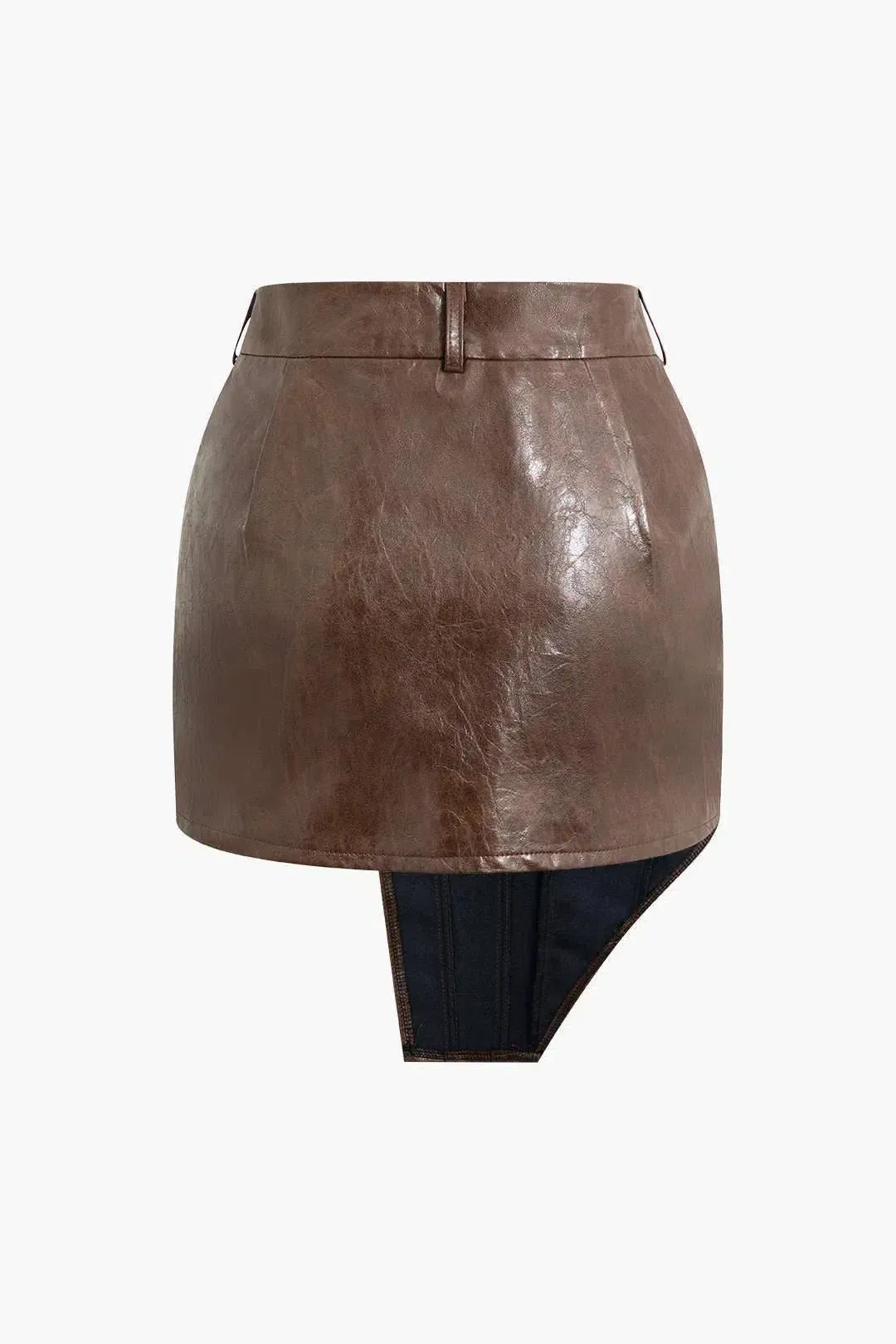 Rita – Bold hemline – Asymmetrical faux leather mini skirt