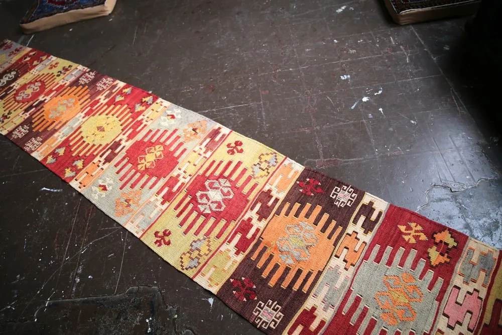 Vintage Adana Kilim Runner 2.1ft x 13ft