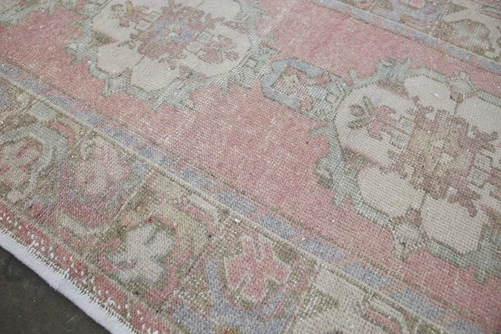 Vintage Faded Anatolian Turkish Runner Rug 2.10ftx9ft