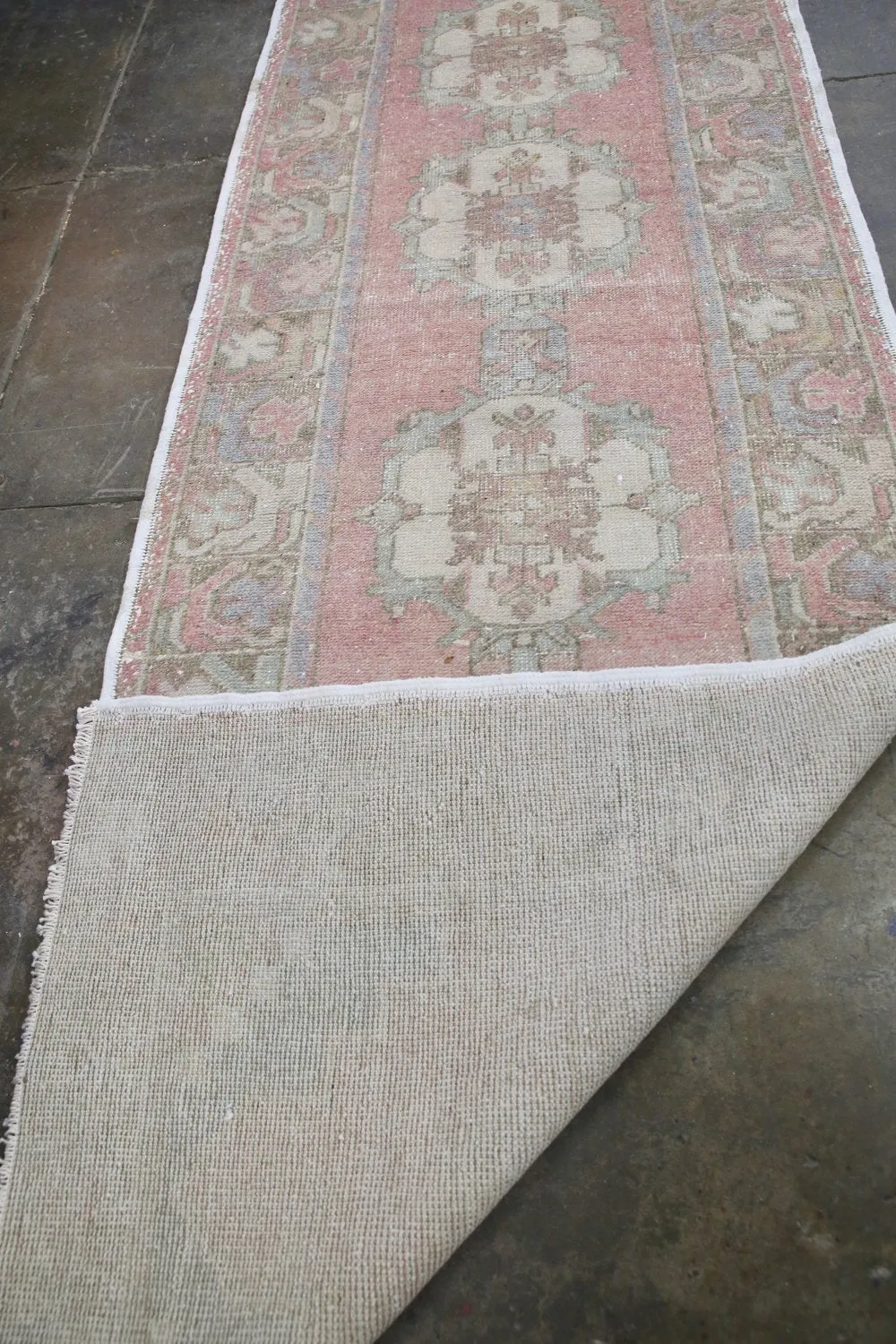 Vintage Faded Anatolian Turkish Runner Rug 2.10ftx9ft