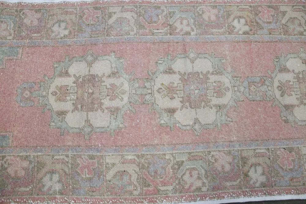 Vintage Faded Anatolian Turkish Runner Rug 2.10ftx9ft