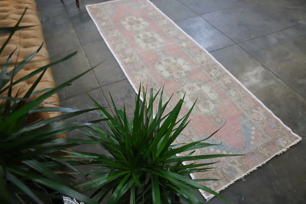 Vintage Faded Anatolian Turkish Runner Rug 2.10ftx9ft