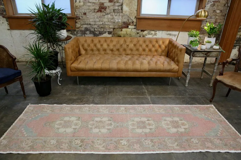 Vintage Faded Anatolian Turkish Runner Rug 2.10ftx9ft