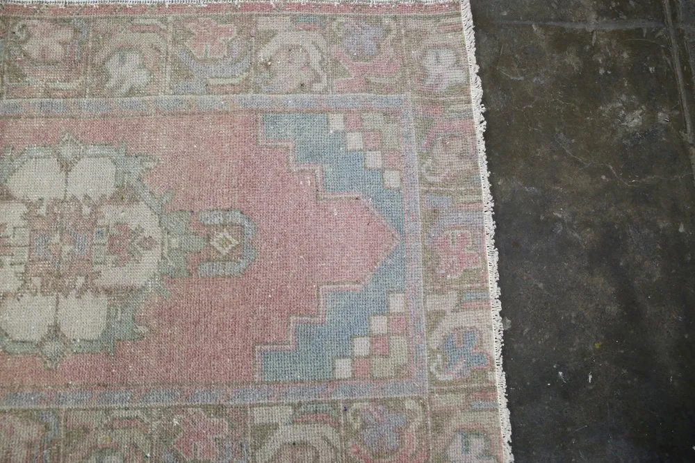 Vintage Faded Anatolian Turkish Runner Rug 2.10ftx9ft