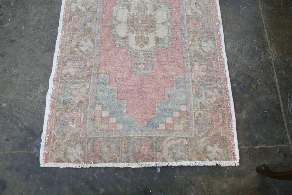 Vintage Faded Anatolian Turkish Runner Rug 2.10ftx9ft