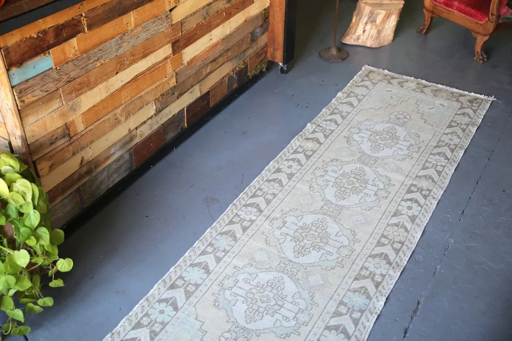 Vintage Faded Anatolian Turkish Runner Rug 3.2ftx10ft