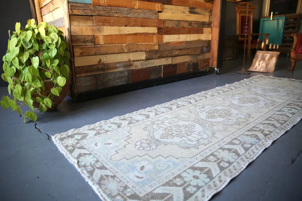 Vintage Faded Anatolian Turkish Runner Rug 3.2ftx10ft