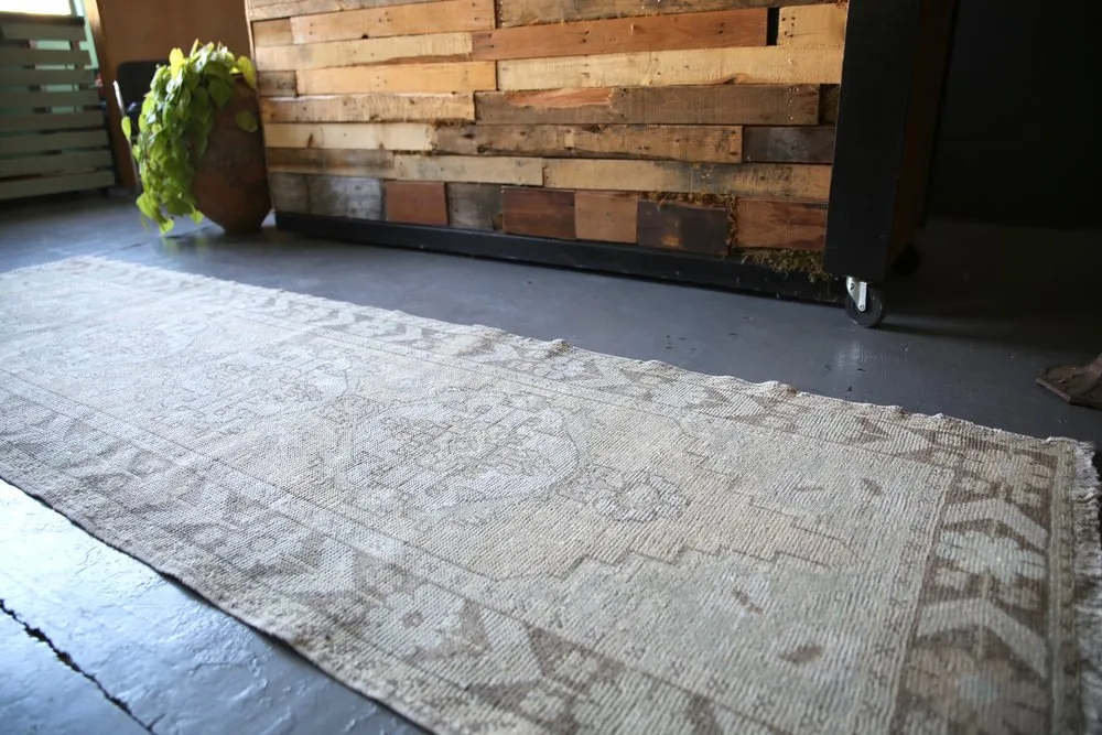 Vintage Faded Anatolian Turkish Runner Rug 3.2ftx10ft