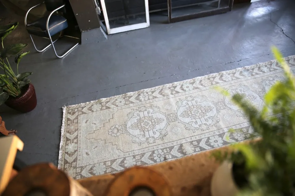 Vintage Faded Anatolian Turkish Runner Rug 3.2ftx10ft