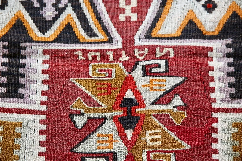 Vintage Kayseri Kilim Runner 3.9ftx15.2ft
