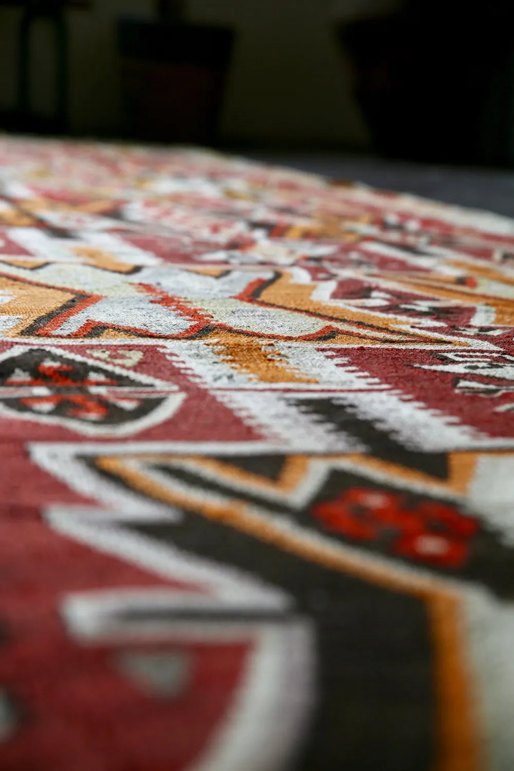 Vintage Kayseri Kilim Runner 3.9ftx15.2ft