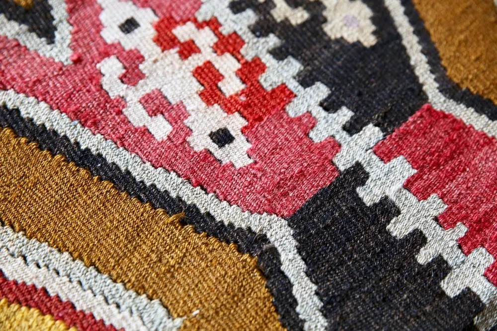 Vintage Kayseri Kilim Runner 3.9ftx15.2ft