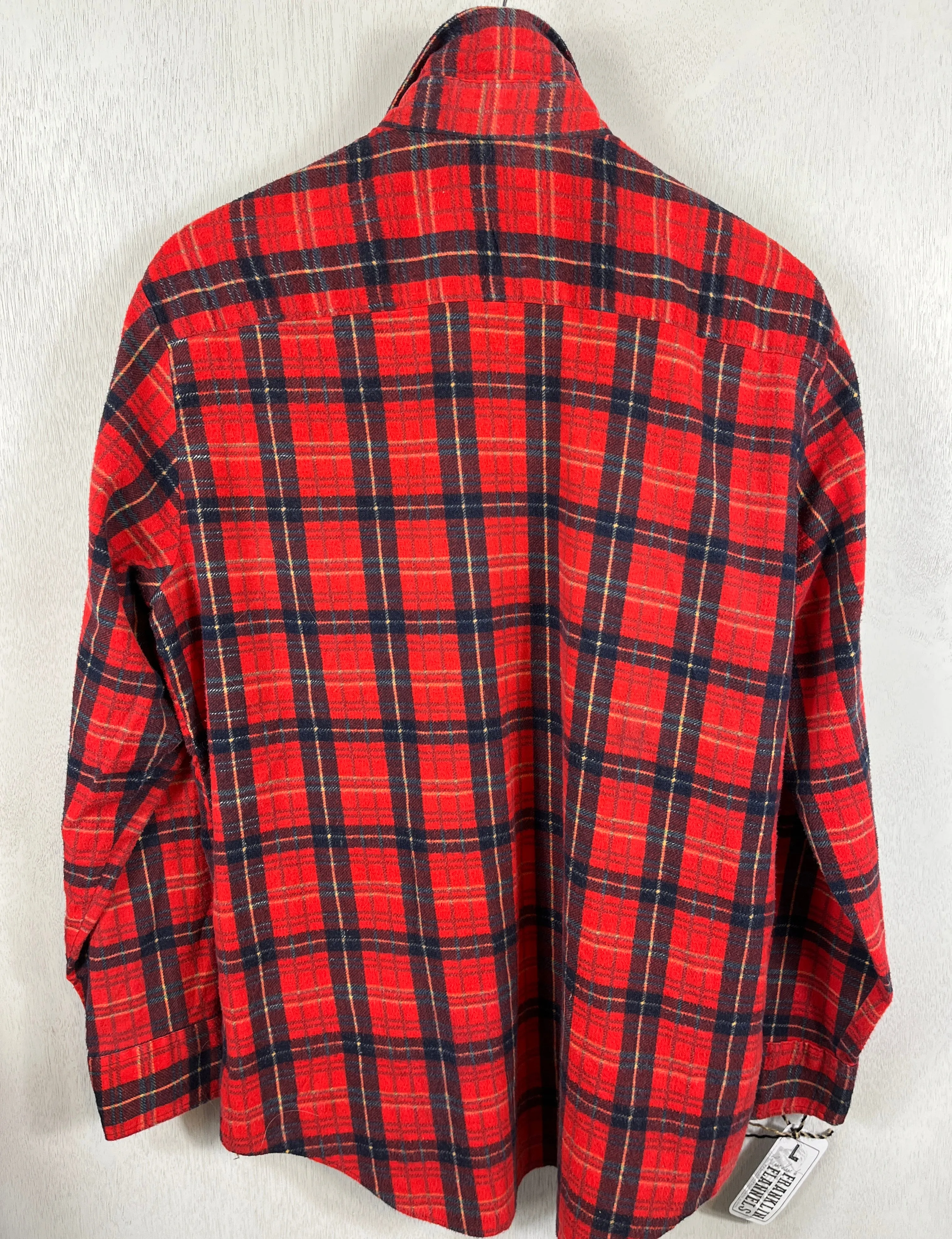 Vintage Retro Red, Navy and Yellow Flannel Size Large