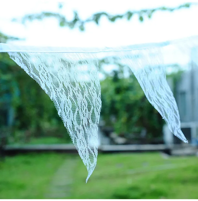 Wedding Party Vintage Lace Bunting - White