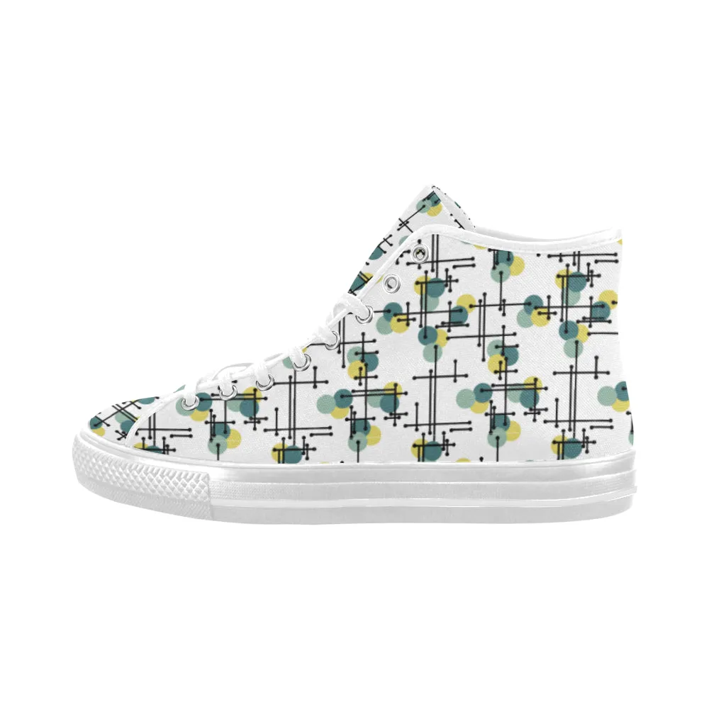 Women's Atomic White Polka Print Canvas High Top Shoes