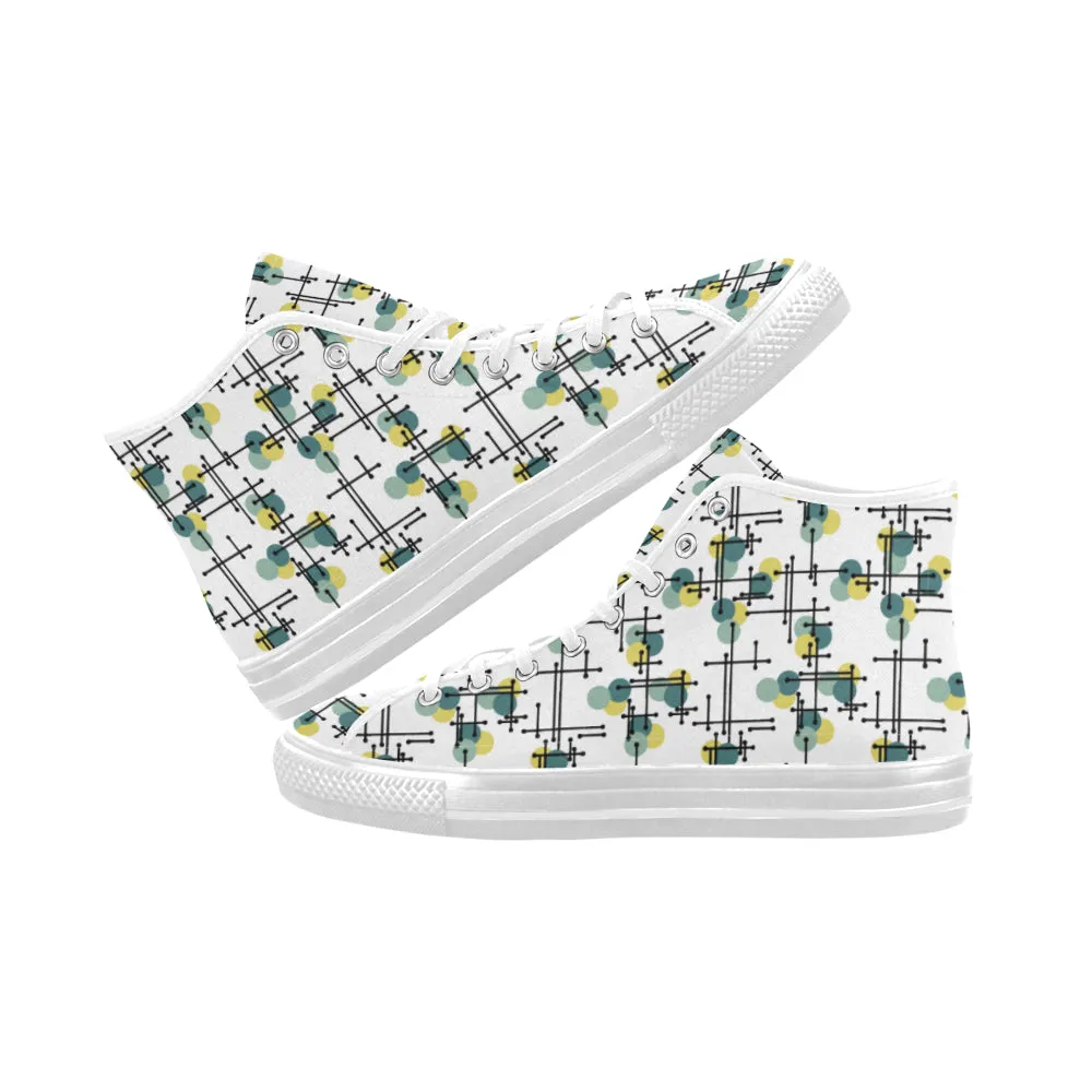 Women's Atomic White Polka Print Canvas High Top Shoes