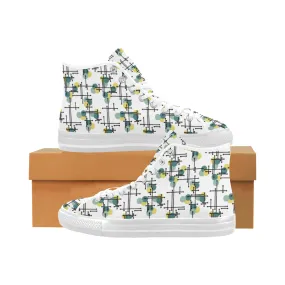 Women's Atomic White Polka Print Canvas High Top Shoes