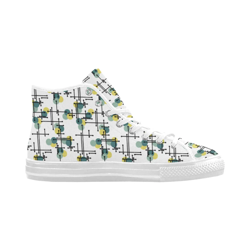 Women's Atomic White Polka Print Canvas High Top Shoes