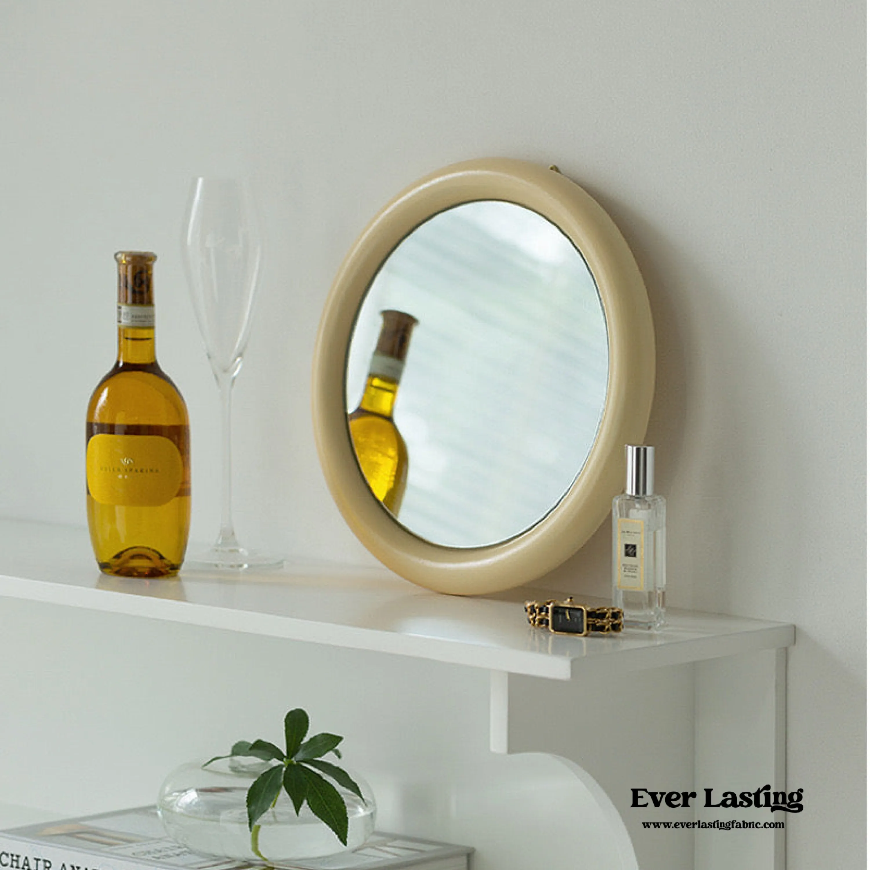 Wooden Circle Mirror / Yellow